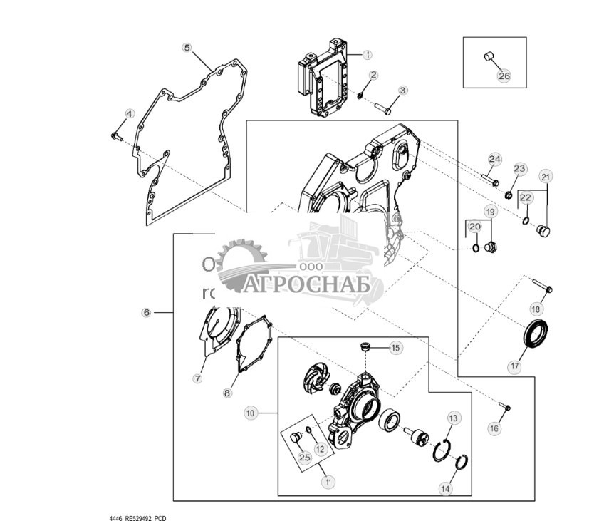 4446 Крышка распределительных шестерен и водяной насос - ST151840 80.jpg